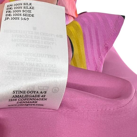 Stine Goya Gianna Dress Slip Midi Striped Silk Colorful Pink Size Small - Picture 15 of 15